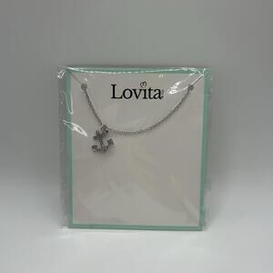 Lovita & Co. Silver Color Long Chain Gem Covered Anchor Charm Necklace